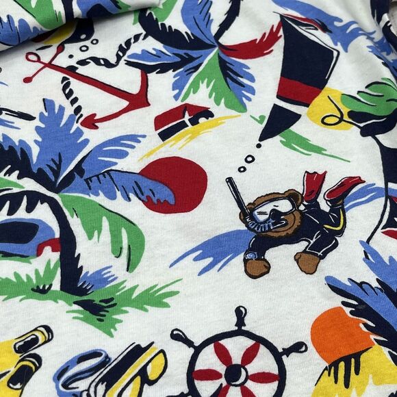 Polo Ralph Lauren Polo Shirt Bear Tropical Island Hoodie Long Sleeve Sz M 10-12 - Picture 6 of 8